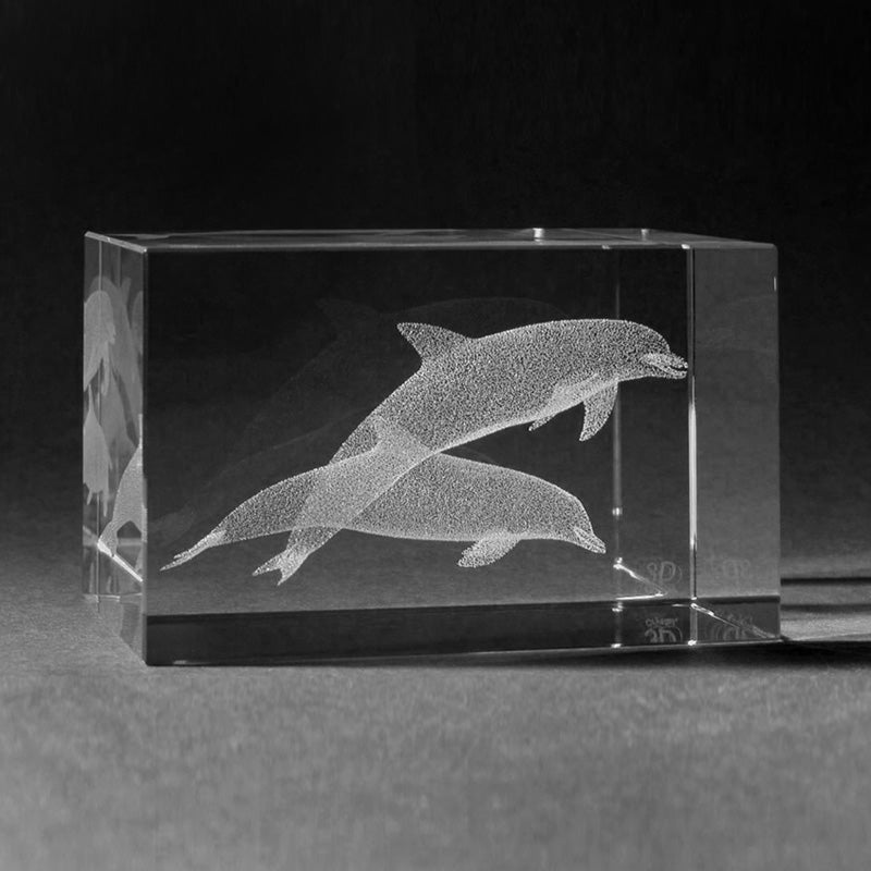 3D Laserglas Tiere - Delfine in 3D Glas gelasert