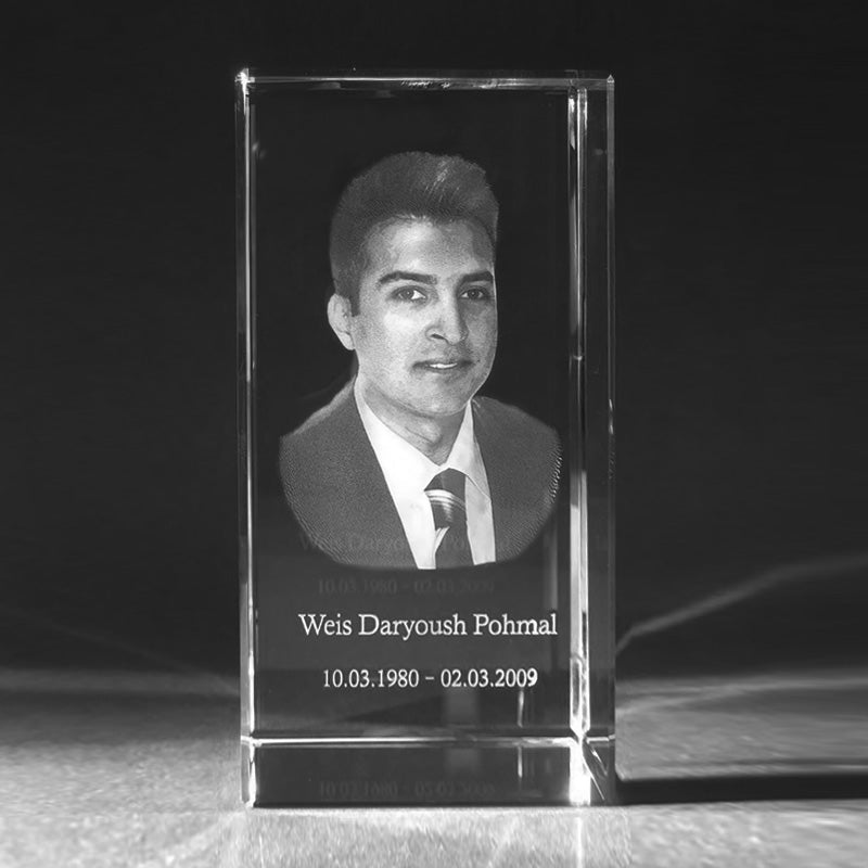 3D Laser Foto in Glas. Ihr Foto vom Gesicht als 3D Foto in Kristall