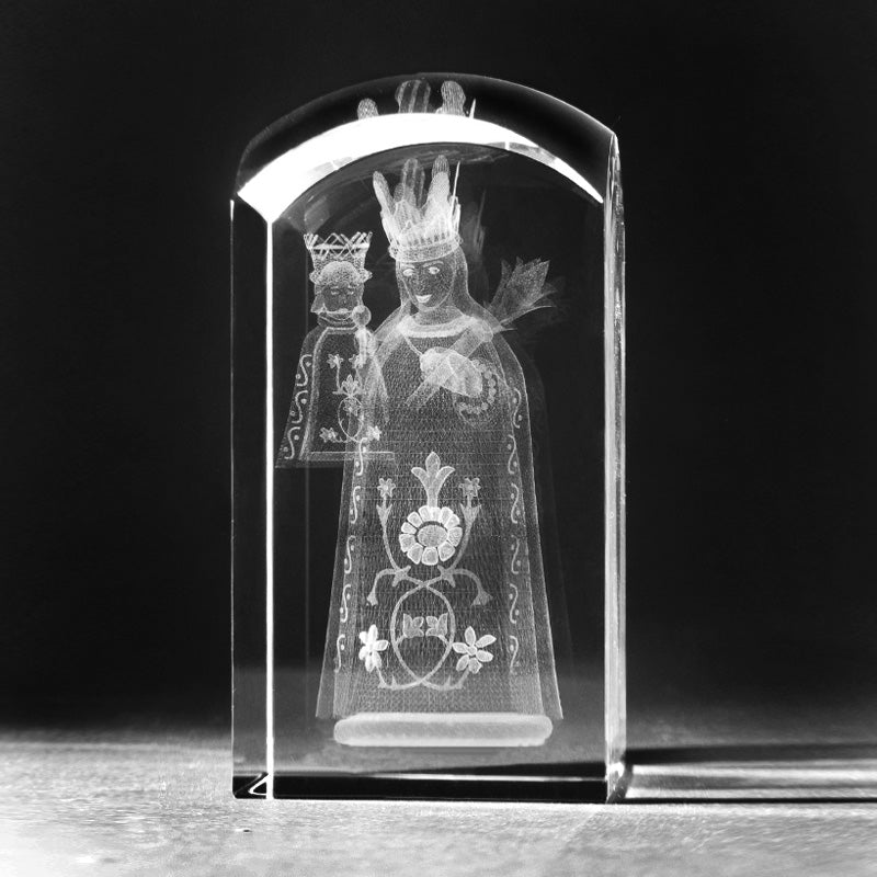 3D Glas mit Lasergravur Madonna. 3D Crystal