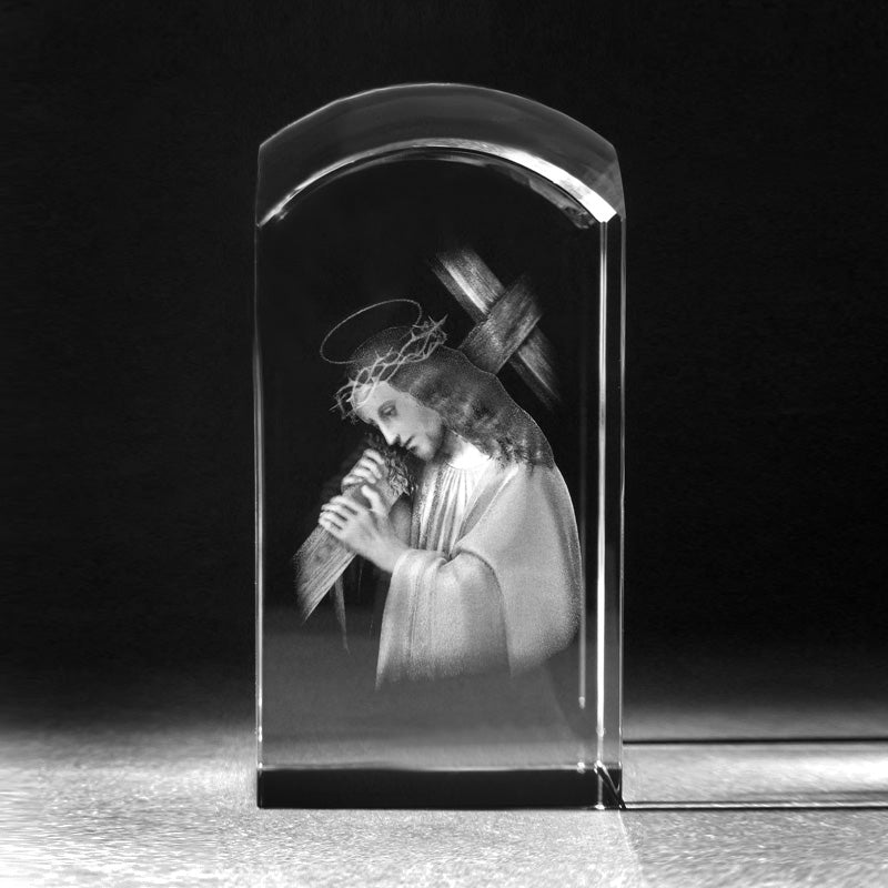 3D Jesus mit Kreuz in 3D Laserglas