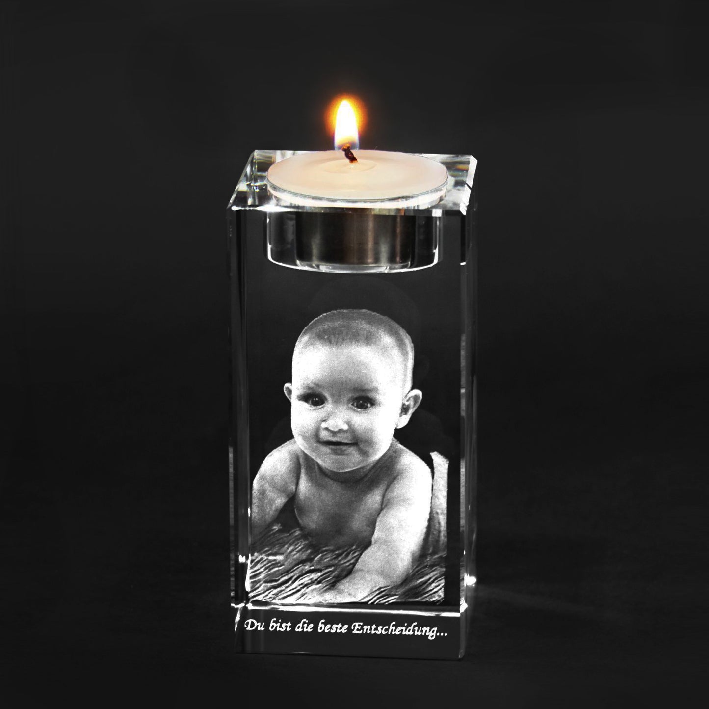 3D Laser Foto im Kerzenhalter 50x100x50 mm (1 Person)