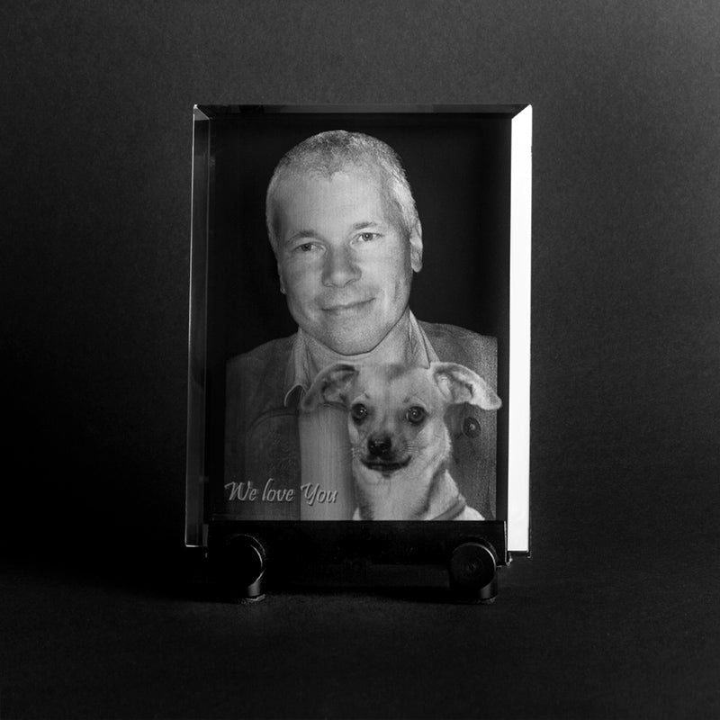 2D Bild in Laserglas mit Beleuchtung