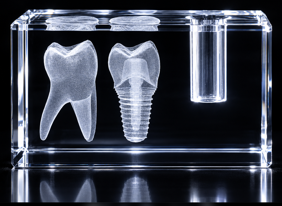 3D Molarzahn + Implantat V1 im Stifthalter