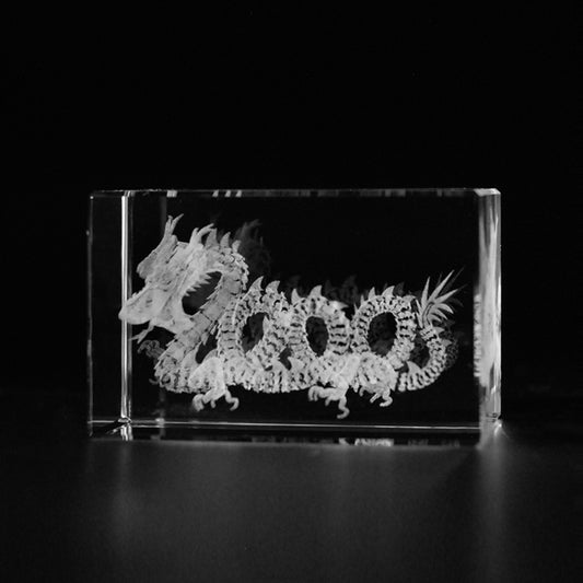 3D Chinesischer Drache Glasmotiv in Kristallglas gelasert by 3D Crystal