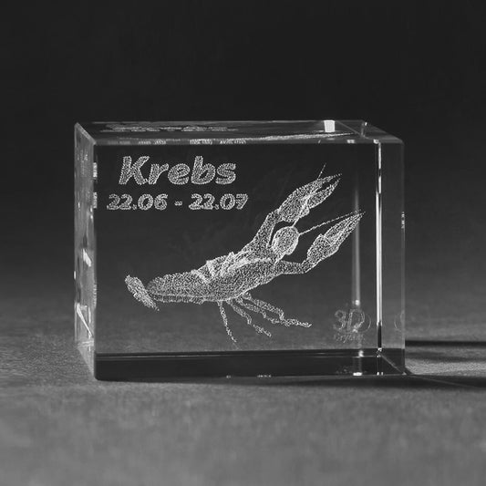 3D Crystal Motiv Sternzeichen Krebs in Glas gelasert