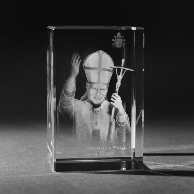 3D Papst Johannes Paul II in Kristall Glas gelasert