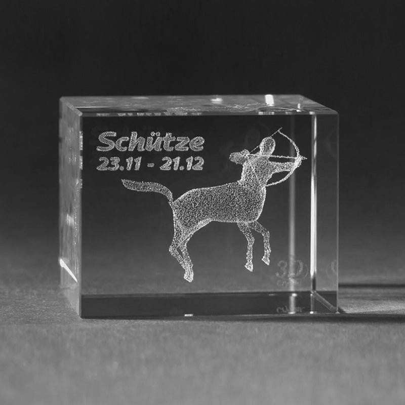 3D Crystal Motiv Sternzeichen Schütze in Glas gelasert