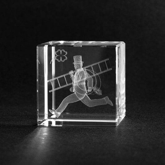 3D Kristall Glücksbringer. Kaminkehrer in Glas
