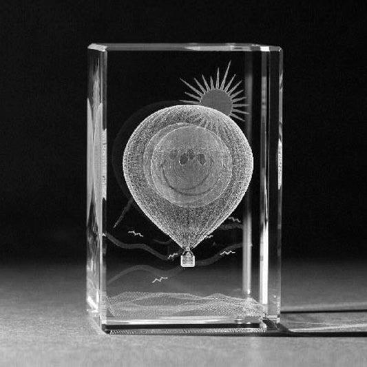 3D Laserglas mit Heißluftballon gelasert