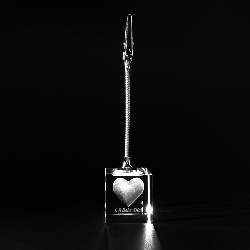 3D Glas Herz "Ich liebe Dich" im Memoclip