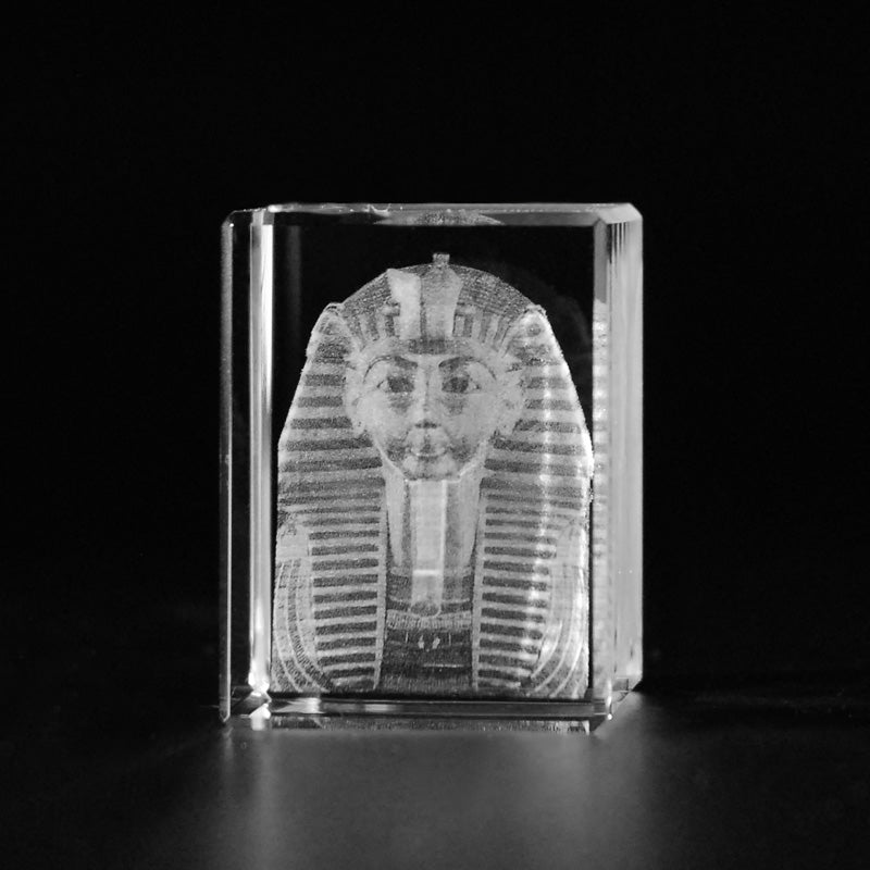 3D Tutanchamun Kristall Glas Lasermotiv. 3D Crystal Motive in Kristallglas