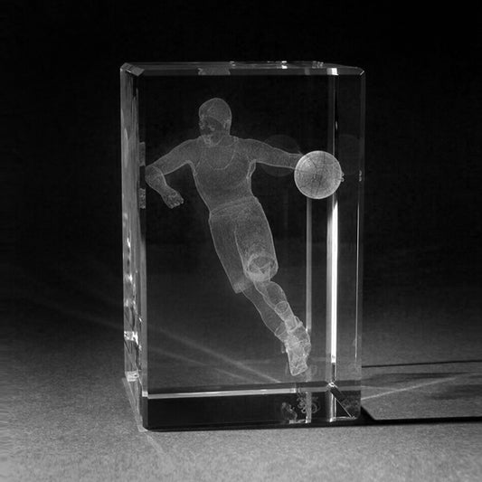 3D Laserglas mit Motiv Basketballspieler graviert