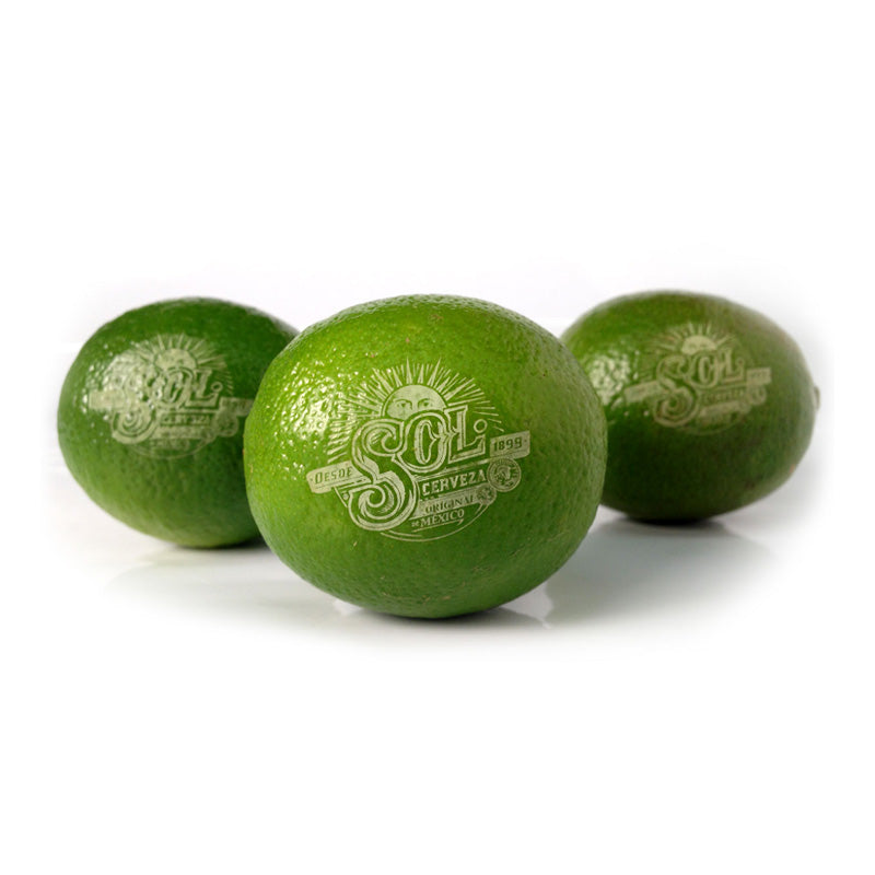 Logo Gravur auf Limette, Logo Obst mit Laser graviert, Limetten mit Werbung als Promotion